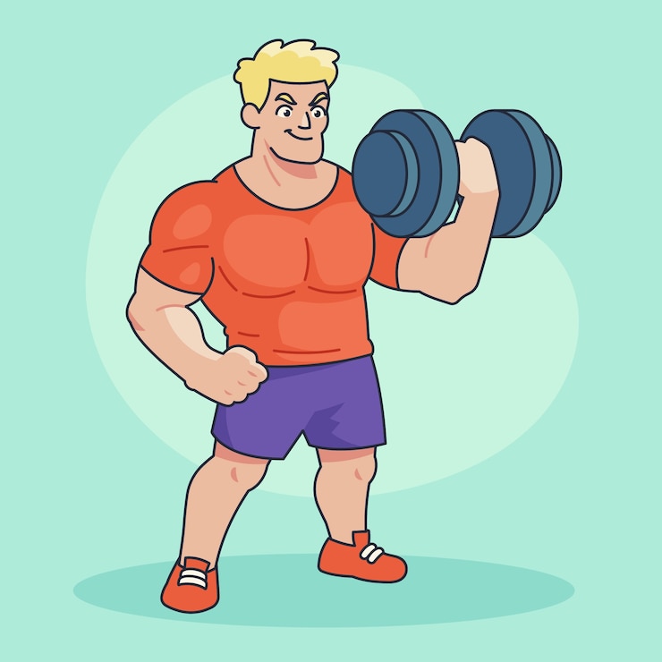 無料Vector 手描きの強い男の漫画イラスト