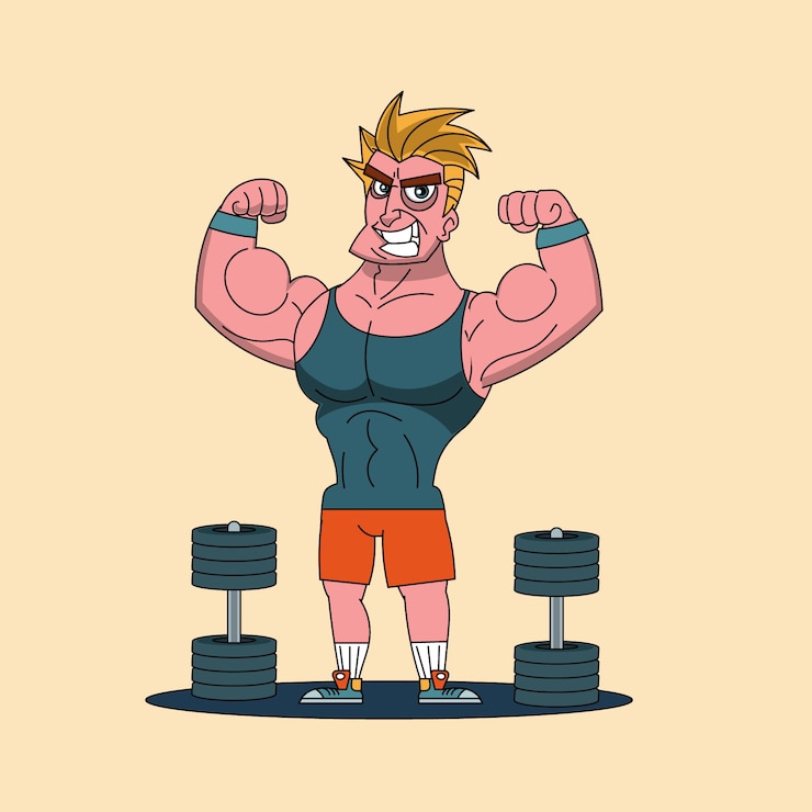 無料Vector 手描きの強い男の漫画イラスト