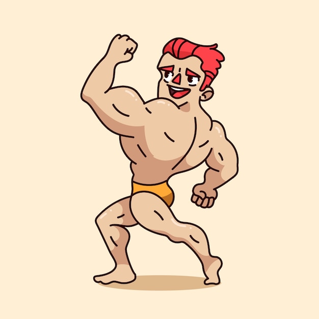 Free vector hand drawn strong man cartoon illustration