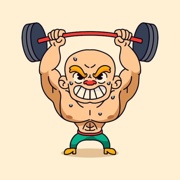 Бесплатное векторное изображение Нарисованная рукой иллюстрация шаржа сильного человека