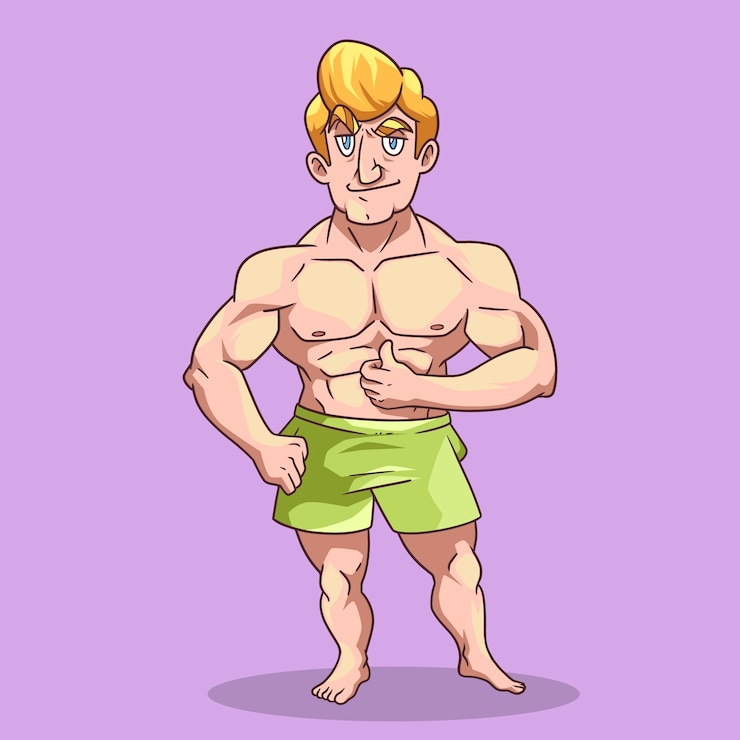 無料Vector 手描きの強い男の漫画イラスト