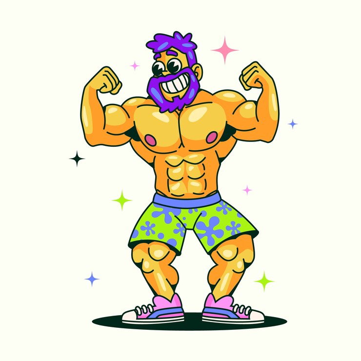 무료 Vector 손으로 그린 강한 남자 만화 그림