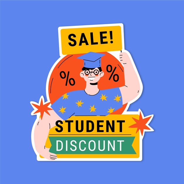 Hand drawn student discount label