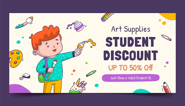 Free vector hand drawn student discount sale banner