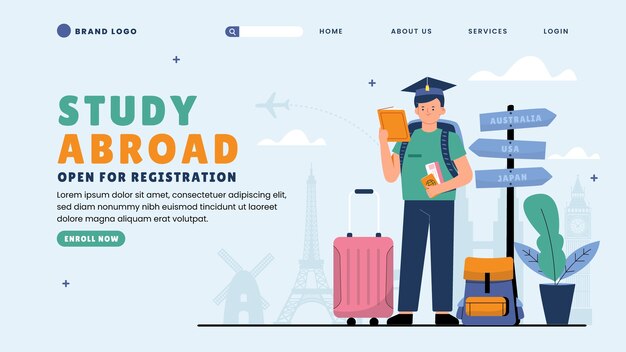 Hand drawn study abroad landing page