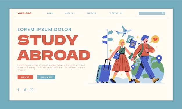 Hand drawn study abroad landing page