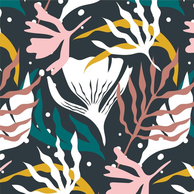 Hand drawn style abstract leaves pattern