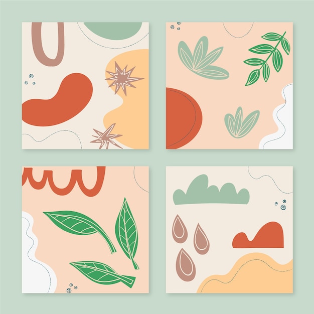 Free vector hand drawn style abstract shapes cover collection