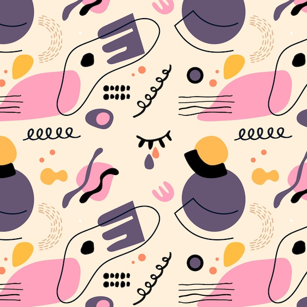 Hand drawn style abstract shapes pattern