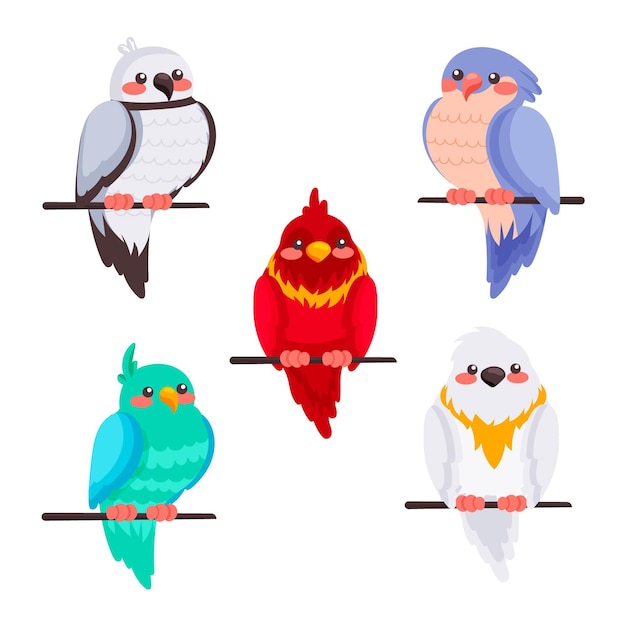 Free vector hand drawn style bird collection