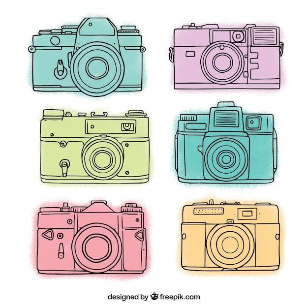 Hand drawn style camera collection