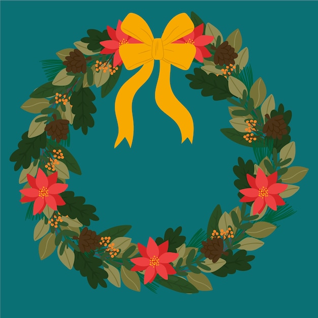 Free vector hand drawn style christmas wreath