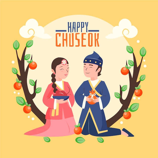 Vettore gratuito evento chuseok stile disegnato a mano