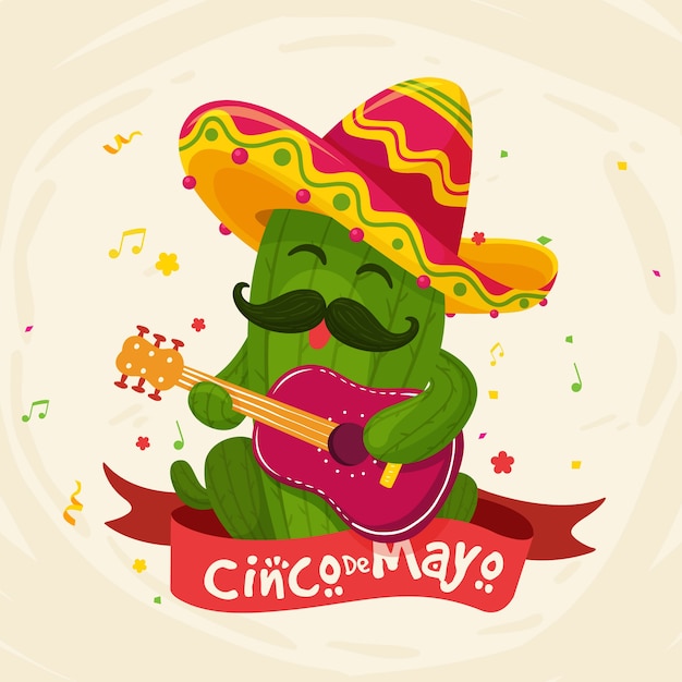 Vettore gratuito stile disegnato a mano cinco de mayo