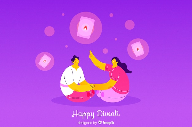 Vettore gratuito sfondo di diwali stile disegnato a mano