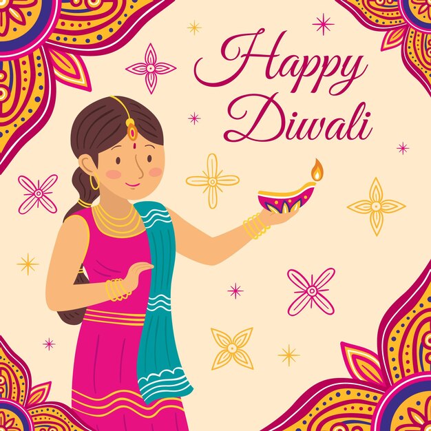 Vettore gratuito evento diwali stile disegnato a mano