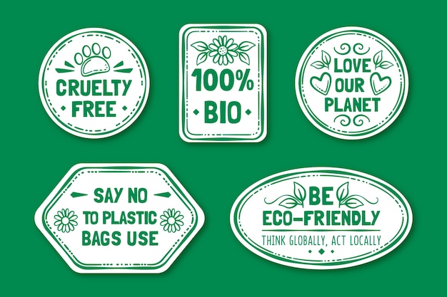 Free vector hand drawn style ecology badges