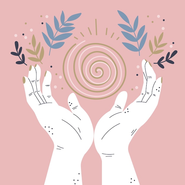 Free vector hand drawn style energy healing hands