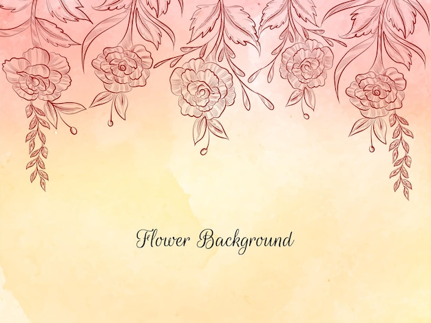 Hand drawn style flower sketch soft pastel background vector