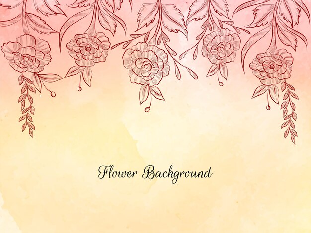 手描きスタイルの花スケッチソフトパステル背景ベクトル