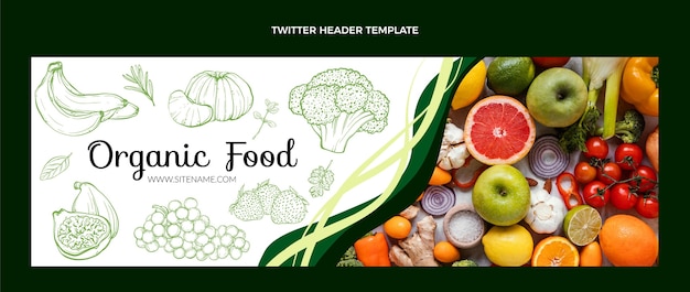 Free vector hand drawn style food twitter header