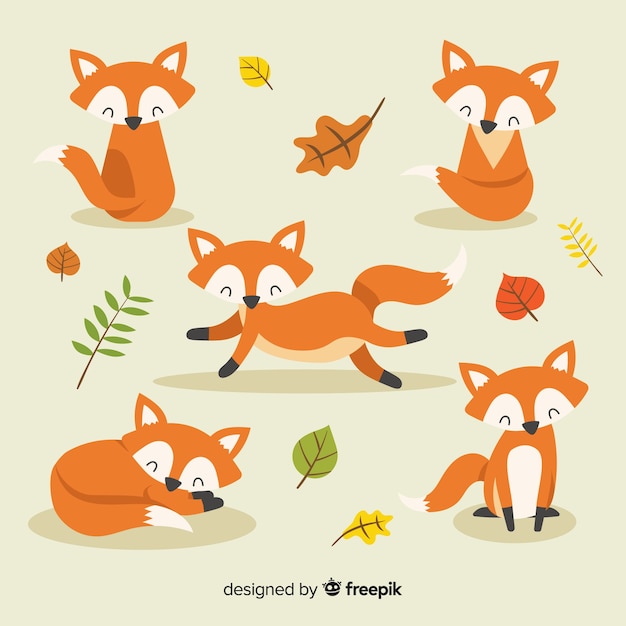 Free vector hand drawn style fox collection