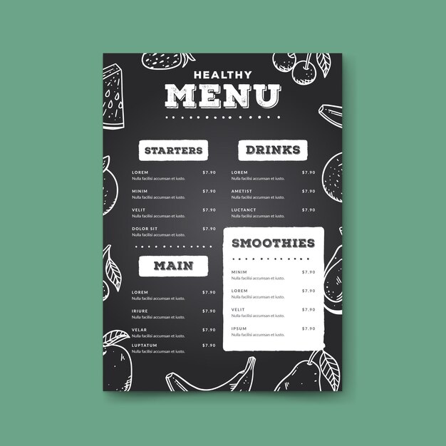 hand drawn style healthy menu template