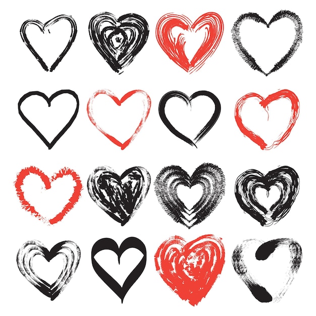 Бесплатное векторное изображение Набор рисованной стиль сердца