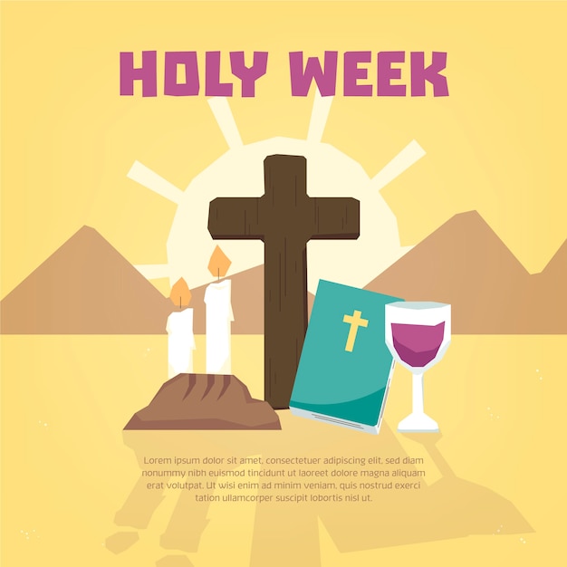 Hand drawn style holy week