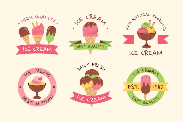 Hand drawn style ice cream label pack