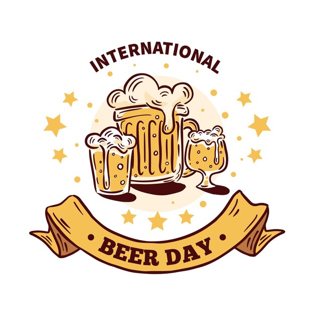 Hand drawn style international beer day