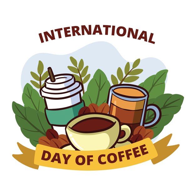 Hand drawn style international day of coffee