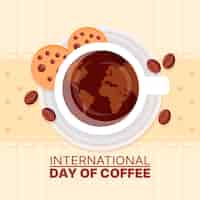 Бесплатное векторное изображение Международный день кофе в стиле рисованной