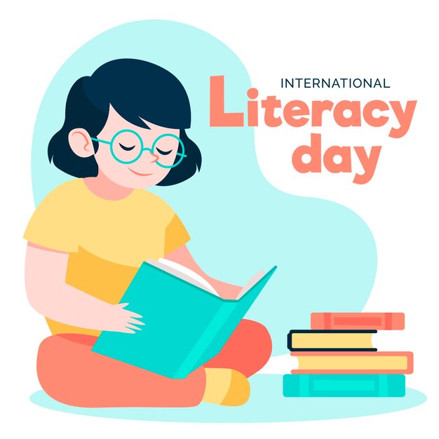 Hand drawn style international literacy day