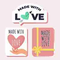 Free vector hand drawn style made with love label set