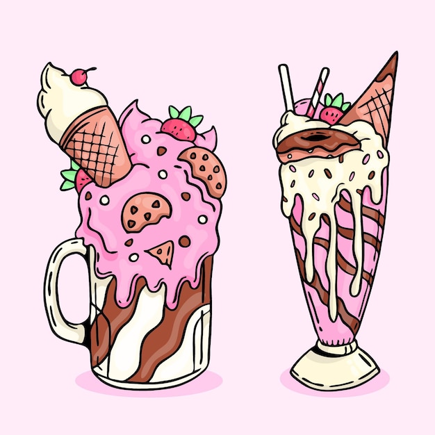 Free vector hand drawn style monster shakes
