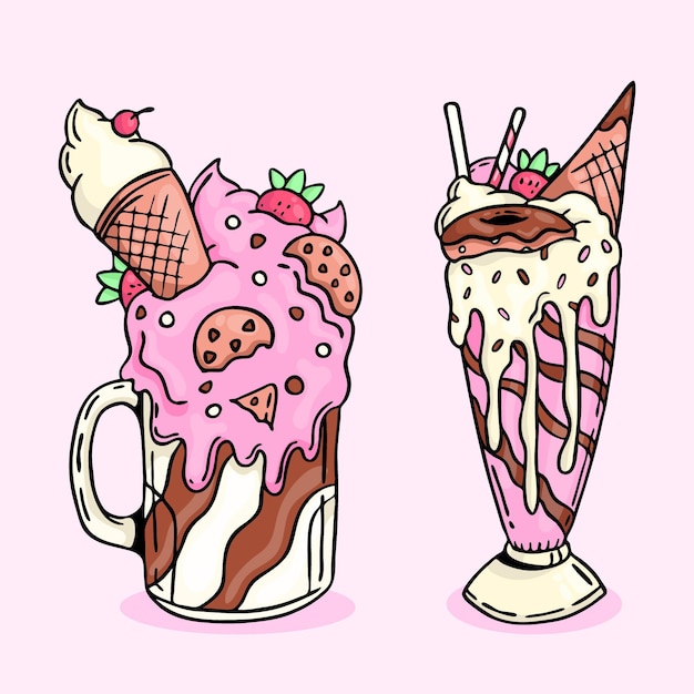 Hand drawn style monster shakes