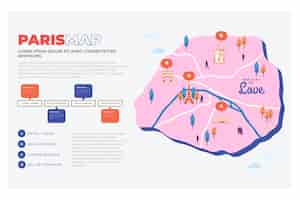 Free vector hand drawn style paris map infographics