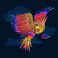 Бесплатное векторное изображение Ручной обращается стиль птица феникс