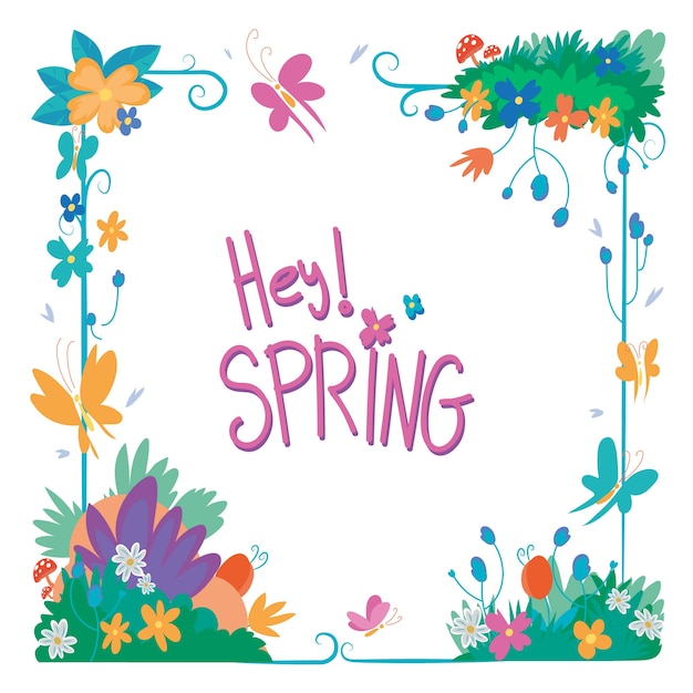 Free vector hand drawn style spring floral frame