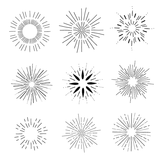 Free vector hand drawn style sunburst collection