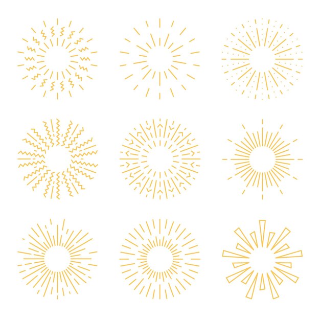 Hand drawn style sunburst set