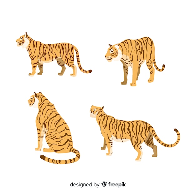 Free vector hand drawn style tiger collection