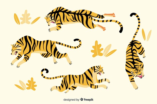 Hand drawn style tiger collection