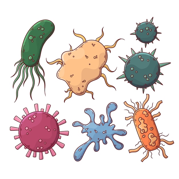 Free vector hand drawn style virus collection