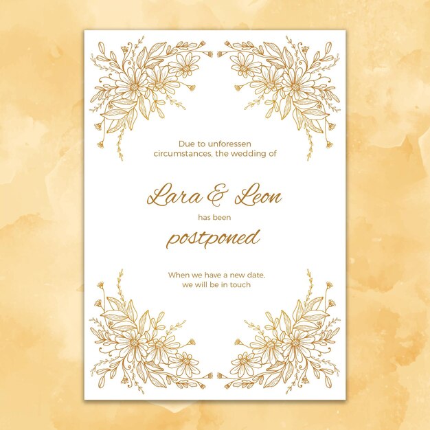 Hand drawn style wedding card