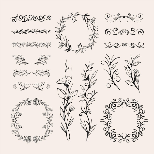 Бесплатное векторное изображение Ручной обращается стиль свадебных украшений