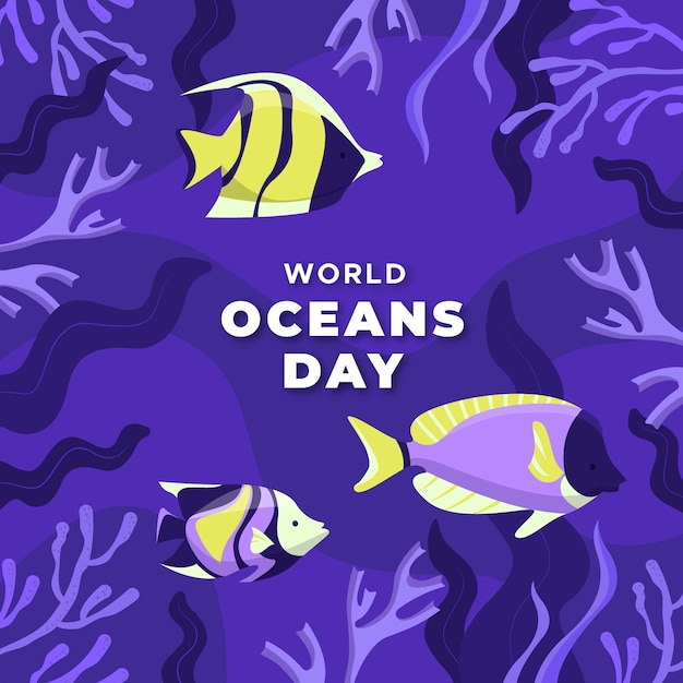 Free vector hand drawn style world oceans day