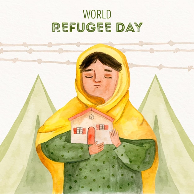 Free vector hand drawn style world refugee day