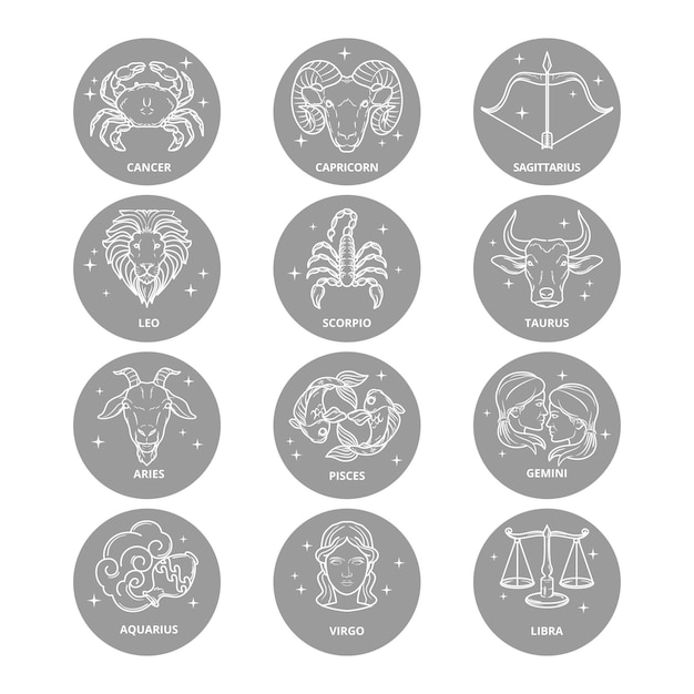 Hand drawn style zodiac sign pack